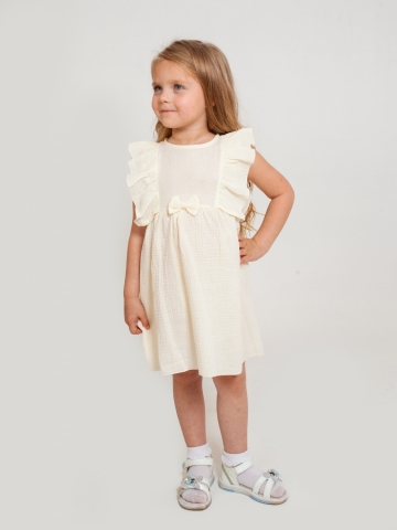 Купить 322-СЛ. Платье из муслина детское, хлопок 100% сливочный, р. 98,104,110,116 во Владикавказе