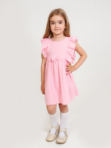 Купить 322-Р. Платье из муслина детское, хлопок 100% розовый, р. 74,80,86,92 во Владикавказе
