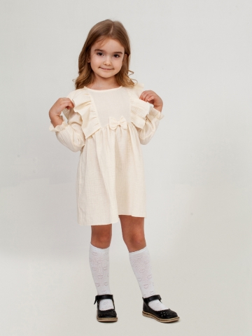 Купить 321-СЛ. Платье из муслина детское, хлопок 100% сливочный, р. 98,104,110,116 во Владикавказе